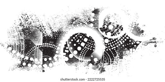 Glitch distorted geometric shape . Noise destroyed logo . Trendy defect error shapes . Glitched frame .Grunge textured . Distressed effect .Vector shapes with a halftone dots screen print texture.