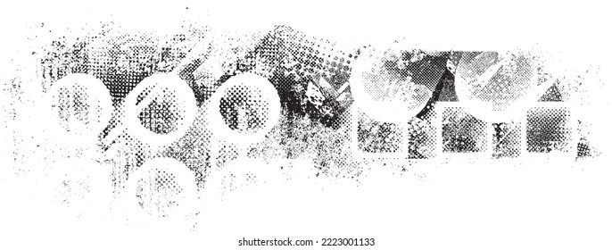 Glitch verzerrte geometrische Form . Rauschen zerstört Logo. Trendy Defaultformen . Glitched frame .Grunge strukturiert. Distressed effect .Vector formt mit einer Siebdrucktextur mit Halbton-Punkten.
