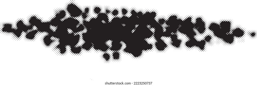 Glitch distorted geometric shape . Noise destroyed blobs . Trendy defect error shapes . Glitched frame .Grunge textured . Distressed effect .Vector shapes with a halftone dots screen print texture.