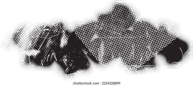 Glitch verzerrte geometrische Form . Lärm zerstörte Blobs. Trendy Defaultformen . Glitched frame .Grunge strukturiert. Distressed effect .Vector formt mit einer Siebdrucktextur mit Halbton-Punkten.