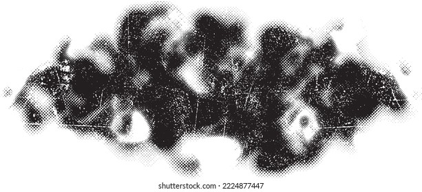 Glitch distorted geometric shape . Noise destroyed logo . Trendy defect error shapes . Glitched frame .Grunge textured . Distressed effect .Vector shapes with a halftone dots screen print texture.