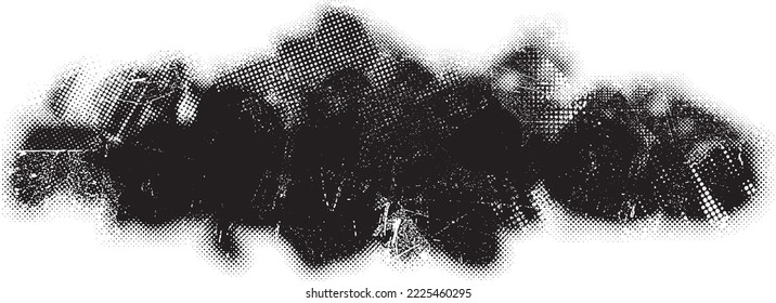 Glitch distorted geometric shape . Noise destroyed logo . Trendy defect error shapes . Glitched frame .Grunge textured . Distressed effect .Vector shapes with a halftone dots screen print texture.