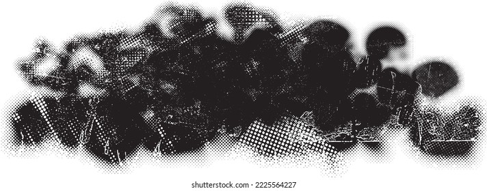 Glitch distorted geometric shape . Noise destroyed logo . Trendy defect error shapes . Glitched frame .Grunge textured . Distressed effect .Vector shapes with a halftone dots screen print texture.