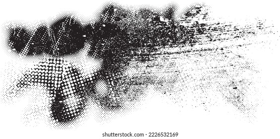 Glitch distorted geometric shape . Noise destroyed logo . Trendy defect error shapes . Glitched frame .Grunge textured . Distressed effect .Vector shapes with a halftone dots screen print texture.