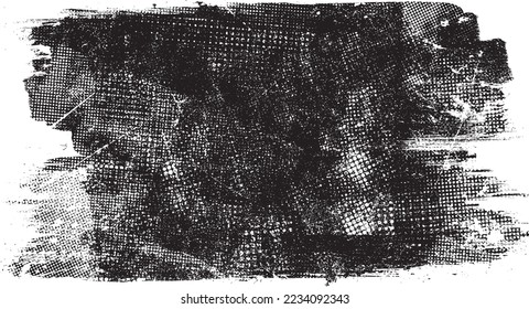 Glitch distorted geometric shape . Noise destroyed logo . Trendy defect error shapes . Glitched frame .Grunge textured . Distressed effect .Vector shapes with a halftone dots screen print texture.