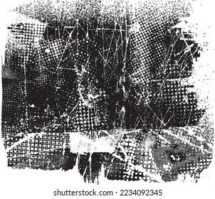 Glitch verzerrte geometrische Form . Rauschen zerstört Logo. Trendy Defaultformen . Glitched frame .Grunge strukturiert. Distressed effect .Vector formt mit einer Siebdrucktextur mit Halbton-Punkten.