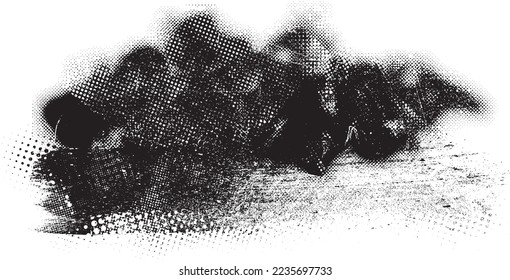 Glitch distorted geometric shape . Noise destroyed logo . Trendy defect error shapes . Glitched frame .Grunge textured . Distressed effect .Vector shapes with a halftone dots screen print texture.
