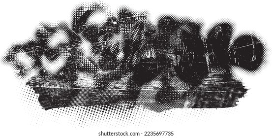 Glitch verzerrte geometrische Form . Rauschen zerstört Logo. Trendy Defaultformen . Glitched frame .Grunge strukturiert. Distressed effect .Vector formt mit einer Siebdrucktextur mit Halbton-Punkten.