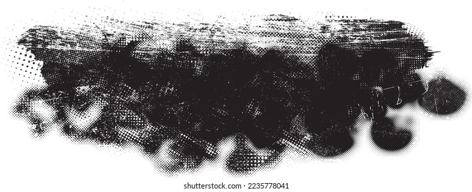 Glitch distorted geometric shape . Noise destroyed logo . Trendy defect error shapes . Glitched frame .Grunge textured . Distressed effect .Vector shapes with a halftone dots screen print texture.