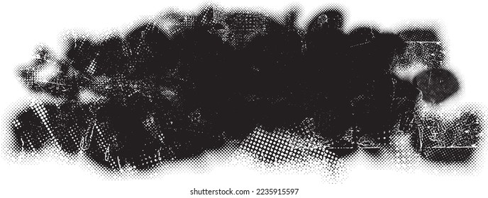 Forma geométrica distorsionada por destello. Logo destruido por ruido. Formas de error de defecto de moda . Marco brillante. Grunge texturado. Efecto perturbado .Formas vectoras con una textura de impresión de pantalla de puntos de medio tono.