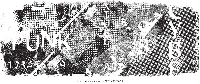 Glitch distorted geometric shape . Noise destroyed logo . Trendy defect error shapes . Glitched frame .Grunge textured . Distressed effect .Vector shapes with a halftone dots screen print texture.