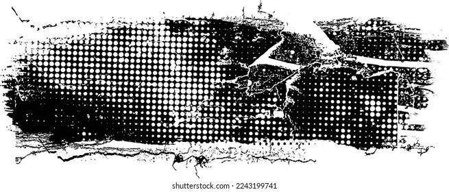 Glitch distorted geometric shape . Noise destroyed logo . Trendy defect error shapes . Glitched frame .Grunge textured . Distressed effect .Vector shapes with a halftone dots screen print texture.