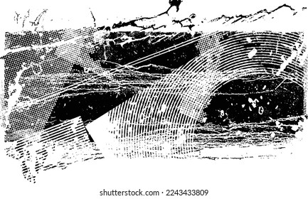 Glitch distorted geometric shape . Noise destroyed logo . Trendy defect error shapes . Glitched frame .Grunge textured . Distressed effect .Vector shapes with a halftone dots screen print texture.