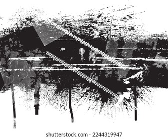 Forma geométrica distorsionada por destello. Logo destruido por ruido. Formas de error de defecto de moda . Marco brillante. Grunge texturado. Efecto perturbado .Formas vectoras con una textura de impresión de pantalla de puntos de medio tono.