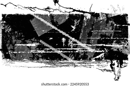 Glitch verzerrte geometrische Form . Rauschen zerstört Logo. Trendy Defaultformen . Glitched frame .Grunge strukturiert. Distressed effect .Vector formt mit einer Siebdrucktextur mit Halbton-Punkten.