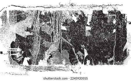 Glitch distorted geometric shape . Noise destroyed logo . Trendy defect error shapes . Glitched frame .Grunge textured . Distressed effect .Vector shapes with a halftone dots screen print texture.
