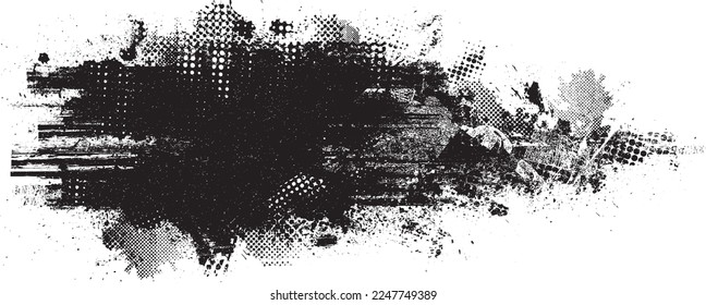 Glitch distorted geometric shape . Noise destroyed logo . Trendy defect error shapes . Glitched frame .Grunge textured . Distressed effect .Vector shapes with a halftone dots screen print texture.