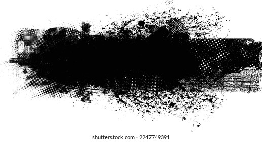 Glitch distorted geometric shape . Noise destroyed logo . Trendy defect error shapes . Glitched frame .Grunge textured . Distressed effect .Vector shapes with a halftone dots screen print texture.