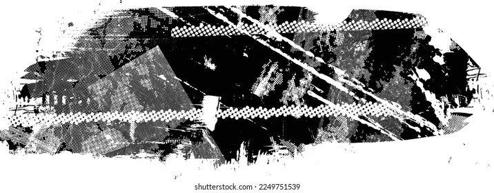Glitch verzerrte geometrische Form . Rauschen zerstört Logo. Trendy Defaultformen . Glitched frame .Grunge strukturiert. Distressed effect .Vector formt mit einer Siebdrucktextur mit Halbton-Punkten.