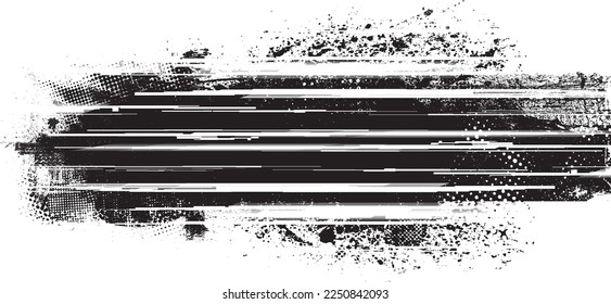 Glitch distorted geometric shape . Noise destroyed logo . Trendy defect error shapes . Glitched frame .Grunge textured . Distressed effect .Vector shapes with a halftone dots screen print texture.