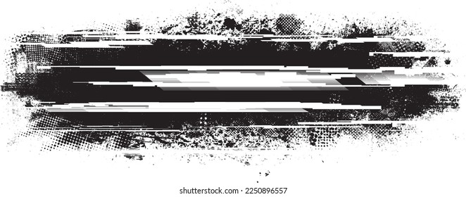 Glitch distorted geometric shape . Noise destroyed logo . Trendy defect error shapes . Glitched frame .Grunge textured . Distressed effect .Vector shapes with a halftone dots screen print texture.