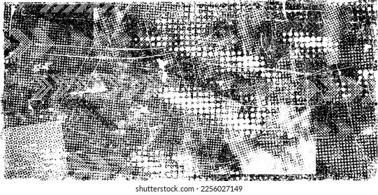 Glitch distorted geometric shape . Noise destroyed logo . Trendy defect error shapes . Glitched frame .Grunge textured . Distressed effect .Vector shapes with a halftone dots screen print texture.