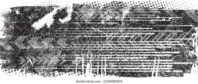 Glitch distorted geometric shape . Noise destroyed logo . Trendy defect error shapes . Glitched frame .Grunge textured . Distressed effect .Vector shapes with a halftone dots screen print texture.