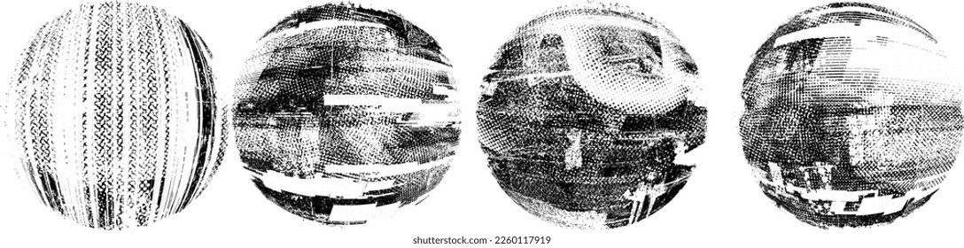 Glitch distorted geometric shape . Noise destroyed logo . Trendy defect error shapes . Glitched frame .Grunge textured . Distressed effect .Vector shapes with a halftone dots screen print texture.