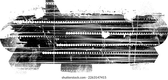 Forma geométrica distorsionada por destello. Logo destruido por ruido. Formas de error de defecto de moda . Marco brillante. Grunge texturado. Efecto perturbado .Formas vectoras con una textura de impresión de pantalla de puntos de medio tono.