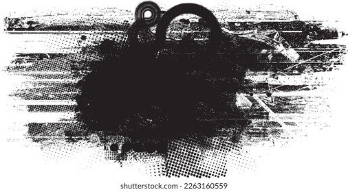 Glitch distorted geometric shape . Noise destroyed logo . Trendy defect error shapes . Glitched frame .Grunge textured . Distressed effect .Vector shapes with a halftone dots screen print texture.