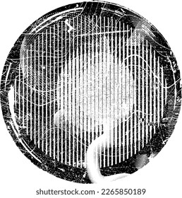 Glitch distorted geometric shape . Noise destroyed stamps . Trendy defect error shapes . Glitched frame .Grunge textured . Distressed effect .Vector stamps with a halftone dots screen print texture.