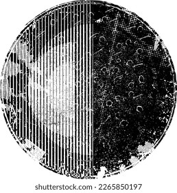 Glitch distorted geometric shape . Noise destroyed stamps . Trendy defect error shapes . Glitched frame .Grunge textured . Distressed effect .Vector stamps with a halftone dots screen print texture.