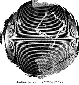 Forma geométrica distorsionada por destello. El ruido destruyó los sellos. Formas de error de defecto de moda . Marco brillante. Grunge texturado. Efecto perturbado .Sellos vectores con una textura de impresión de pantalla de punto medio.