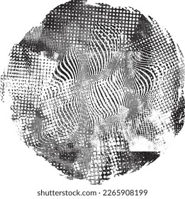Glitch verzerrte geometrische Form . Rauschen zerstörte Briefmarken. Trendy Defaultformen . Glitched frame .Grunge strukturiert. Beklemmender Effekt .Vektorstempel mit einer Siebdruckstruktur mit Halbton-Punkten.