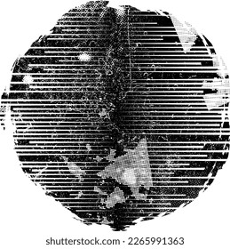 Glitch distorted geometric shape . Noise destroyed stamps . Trendy defect error shapes . Glitched frame .Grunge textured . Distressed effect .Vector stamps with a halftone dots screen print texture.