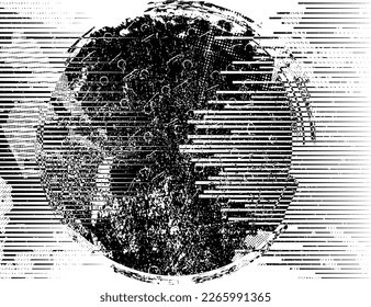 Forma geométrica distorsionada por destello. El ruido destruyó los sellos. Formas de error de defecto de moda . Marco brillante. Grunge texturado. Efecto perturbado .Sellos vectores con una textura de impresión de pantalla de punto medio.