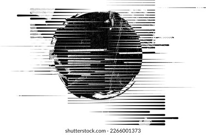 Forma geométrica distorsionada por destello. El ruido destruyó los sellos. Formas de error de defecto de moda . Marco brillante. Grunge texturado. Efecto perturbado .Sellos vectores con una textura de impresión de pantalla de punto medio.