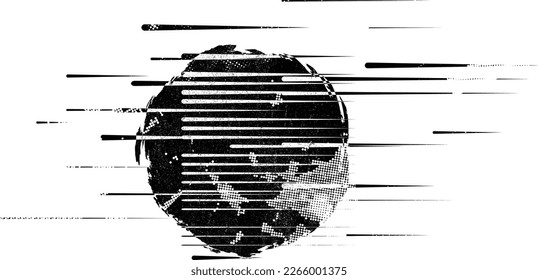 Forma geométrica distorsionada por destello. El ruido destruyó los sellos. Formas de error de defecto de moda . Marco brillante. Grunge texturado. Efecto perturbado .Sellos vectores con una textura de impresión de pantalla de punto medio.