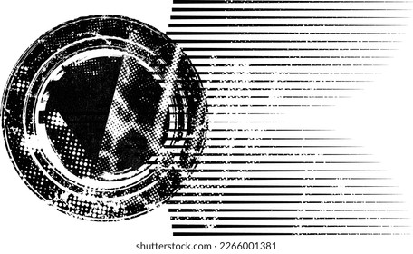 Glitch distorted geometric shape . Noise destroyed stamps . Trendy defect error shapes . Glitched frame .Grunge textured . Distressed effect .Vector stamps with a halftone dots screen print texture.