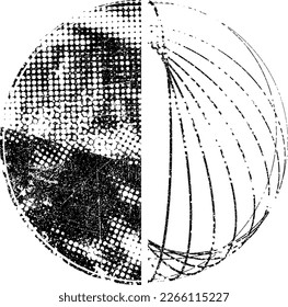 Glitch distorted geometric shape . Noise destroyed stamps . Trendy defect error shapes . Glitched frame .Grunge textured . Distressed effect .Vector stamps with a halftone dots screen print texture.