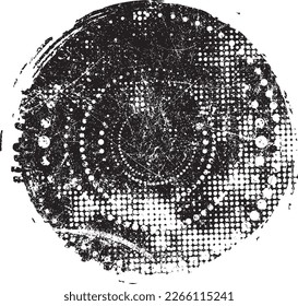 Forma geométrica distorsionada por destello. El ruido destruyó los sellos. Formas de error de defecto de moda . Marco brillante. Grunge texturado. Efecto perturbado .Sellos vectores con una textura de impresión de pantalla de punto medio.