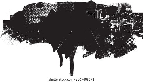 Glitch verzerrte geometrische Form . Rauschen zerstört Logo. Trendy Defaultformen . Glitched frame .Grunge strukturiert. Distressed effect .Vector formt mit einer Siebdrucktextur mit Halbton-Punkten.