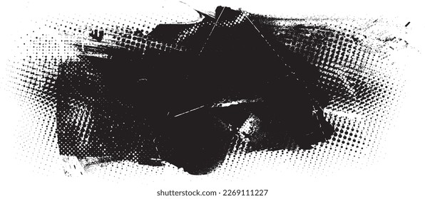 Glitch distorted geometric shape . Noise destroyed logo . Trendy defect error shapes . Glitched frame .Grunge textured . Distressed effect .Vector shapes with a halftone dots screen print texture.