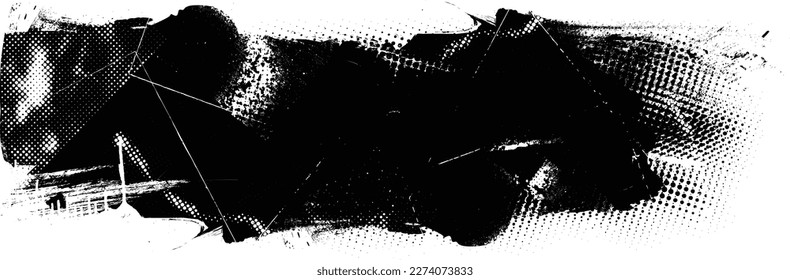 Glitch distorted geometric shape . Noise destroyed logo . Trendy defect error shapes . Glitched frame .Grunge textured . Distressed effect .Vector shapes with a halftone dots screen print texture.