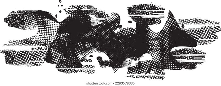 Glitch verzerrte geometrische Form . Rauschen zerstört Logo. Trendy Defaultformen . Glitched frame .Grunge strukturiert. Distressed effect .Vector formt mit einer Siebdrucktextur mit Halbton-Punkten.