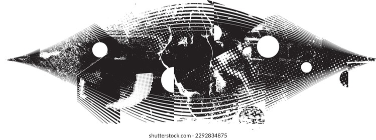 Glitch verzerrte geometrische Form . Rauschen zerstört Logo. Trendy Defaultformen . Glitched frame .Grunge strukturiert. Distressed effect .Vector formt mit einer Siebdrucktextur mit Halbton-Punkten.