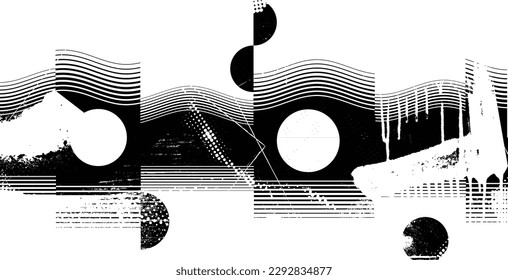 Glitch distorted geometric shape . Noise destroyed logo . Trendy defect error shapes . Glitched frame .Grunge textured . Distressed effect .Vector shapes with a halftone dots screen print texture.