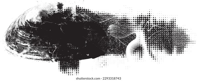Glitch verzerrte geometrische Form . Rauschen zerstört Logo. Trendy Defaultformen . Glitched frame .Grunge strukturiert. Distressed effect .Vector formt mit einer Siebdrucktextur mit Halbton-Punkten.