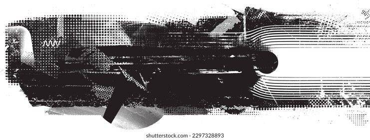 Glitch verzerrte geometrische Form . Rauschen zerstört Logo. Trendy Defaultformen . Glitched frame .Grunge strukturiert. Distressed effect .Vector formt mit einer Siebdrucktextur mit Halbton-Punkten.