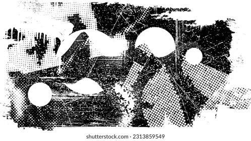 Forma geométrica distorsionada por destello. Logo destruido por ruido. Formas de error de defecto de moda . Marco brillante. Grunge texturado. Efecto perturbado .Formas vectoras con una textura de impresión de pantalla de puntos de medio tono.